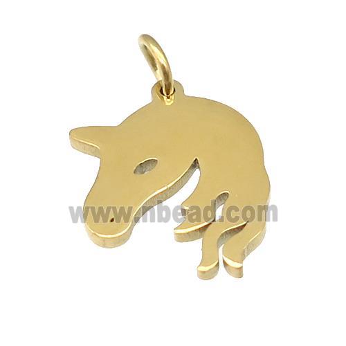 Horse Charms Stainless Steel Pendant Gold Plated
