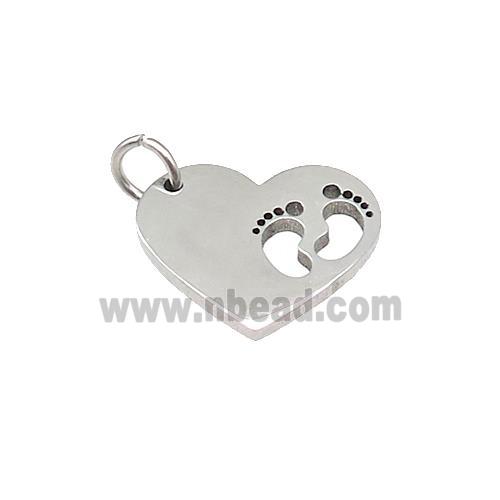 Barefoot Heart Charms Raw Stainless Steel Pendant