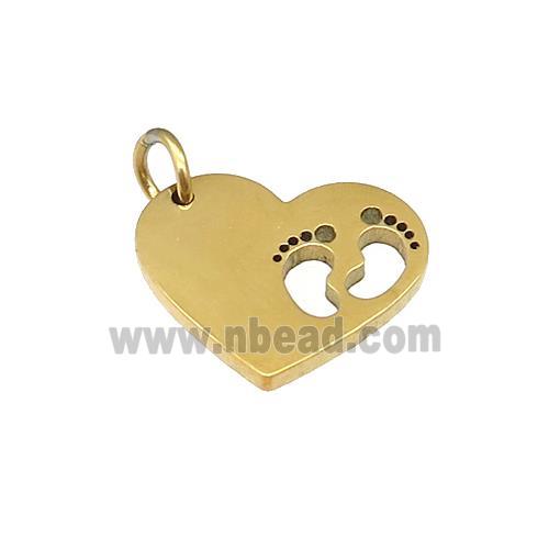 Barefoot Heart Charms Stainless Steel Pendant Gold Plated