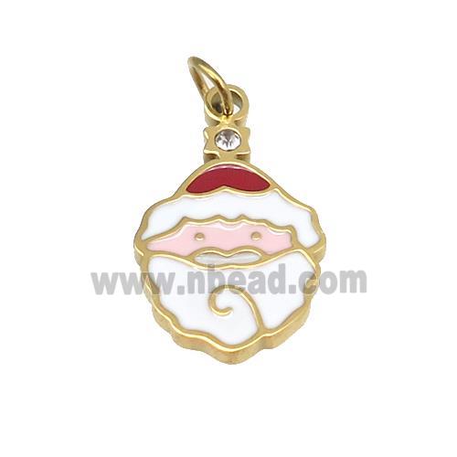 Christmas Santa Claus Stainless Steel Pendant Multicolor Enamel Gold Plated