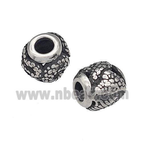316 Stainless Steel Barrel Beads Snake Hollow Large Hole Antique silver