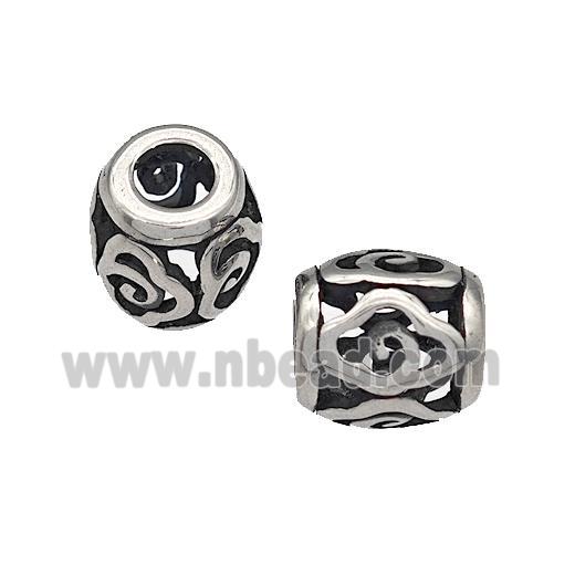 316 Stainless Steel Barrel Beads Hollow Large Hole Antique silver