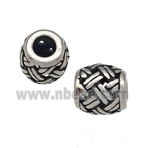 Stainless Steel Barrel Beads Hollow Large Hole Antique Silver
