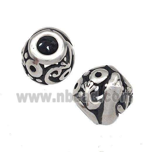 Stainless Steel Barrel Beads Cabrite Hollow Large Hole Antique Silver