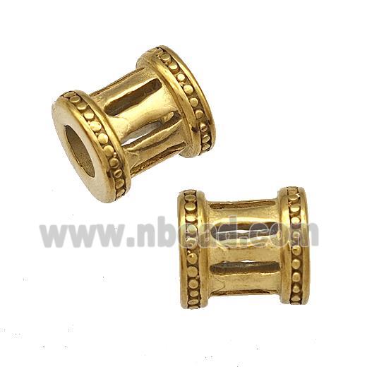 Stainless Steel Tube Beads Hollow Large Hole Gold Plated