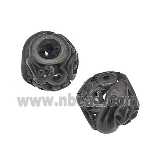 Stainless Steel Barrel Beads Cabrite Large Hole Hollow Black Plated