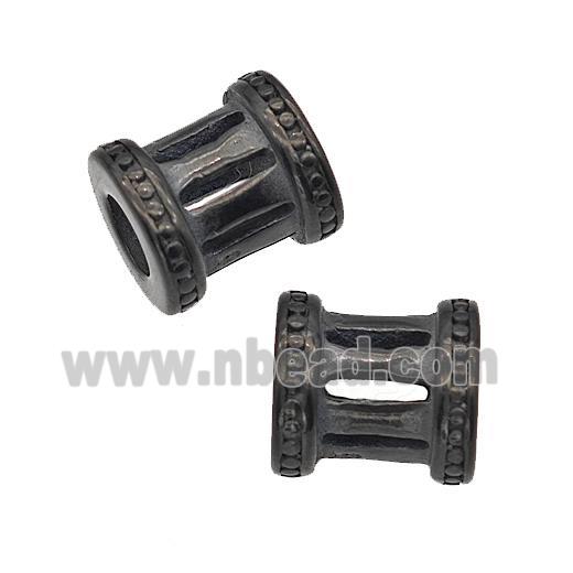 Stainless Steel Tube Beads Large Hole Hollow Black Plated