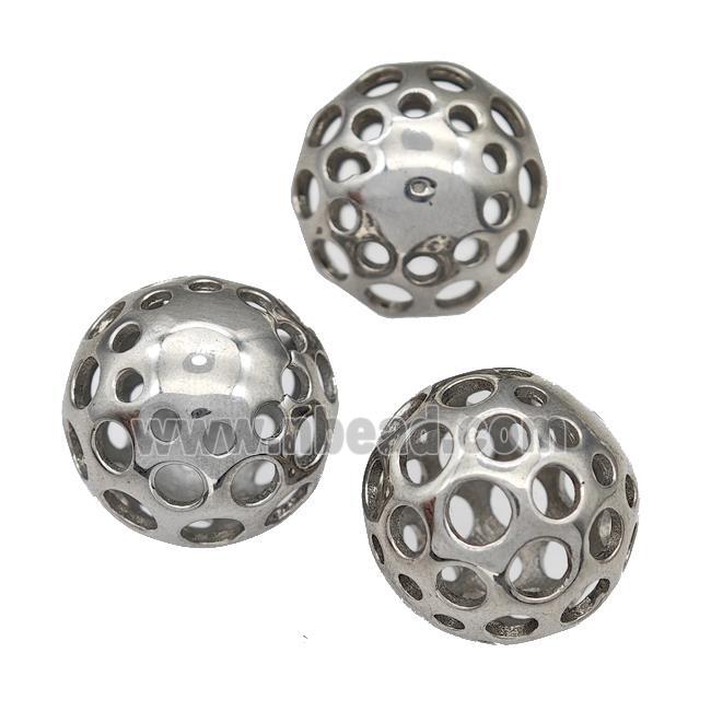 Raw Stainless Steel Round Beads Hollow