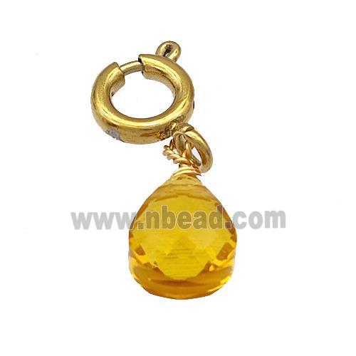 Golden Crystal Glass Teardrop With Stainless Steel Clasp Gold Plated