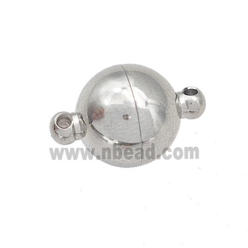Raw Stainless Steel Magnetic Clasp Round Ball