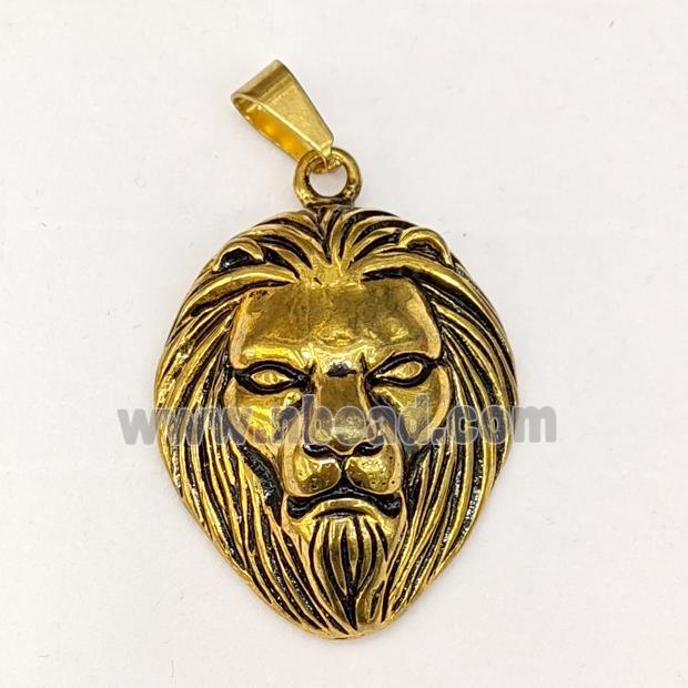 201 Stainless Steel Lion Pendant Antique Gold