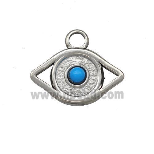 Raw Stainless Steel Eye Charms Pendant Pave Blue Synthetic Turquoise