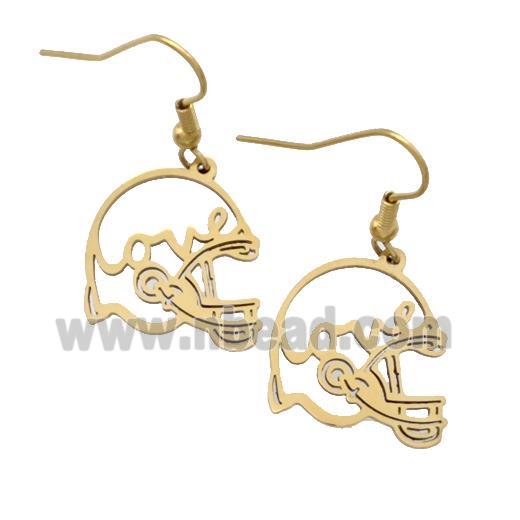 Stainless Steel Hook Earrings Football Helmet Love Gold Plated