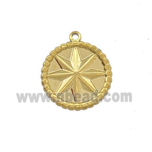 Stainless Steel Compass Pendant Gold Plated