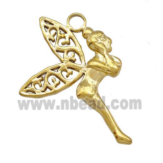 Stainless Steel Fairy Charms Pendant Gold Plated