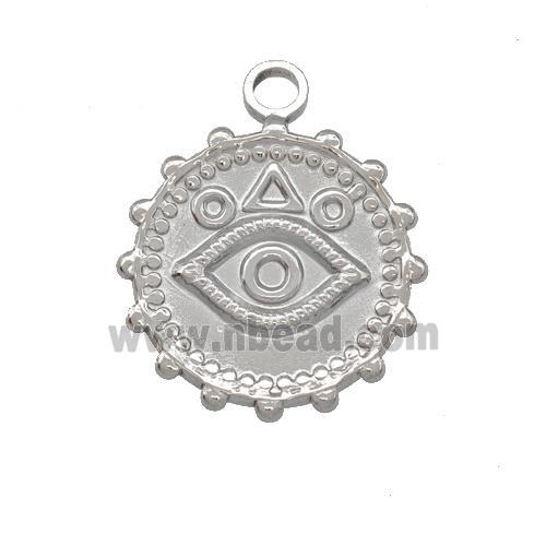 Raw Stainless Steel Eye Charms Pendant Circle
