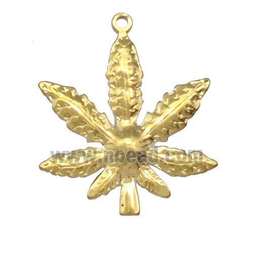 Stainless Steel Maple Pendant Gold Plated