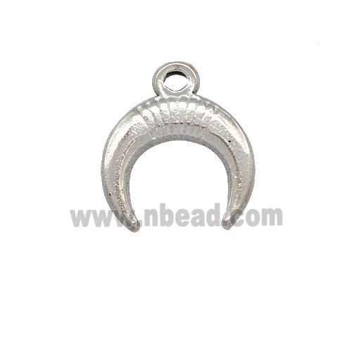 Raw Stainless Steel Crescent Pendant Horn