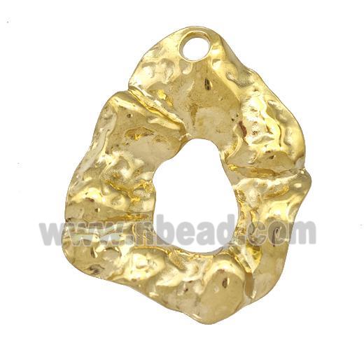Stainless Steel Pendant Freeform Hummered Gold Plated