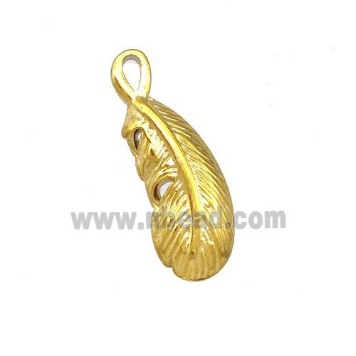 Stainless Steel Feather Pendant Gold Plated