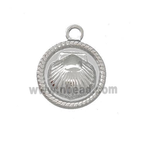 Raw Stainless Steel Sea Shell Pendant Circle