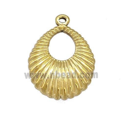Stainless Steel Teardrop Pendant Hollow Gold Plated