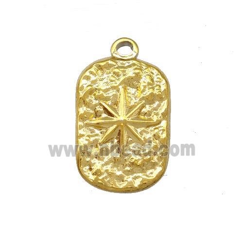 Stainless Steel Compass Pendant Hummered Rectangle Gold Plated