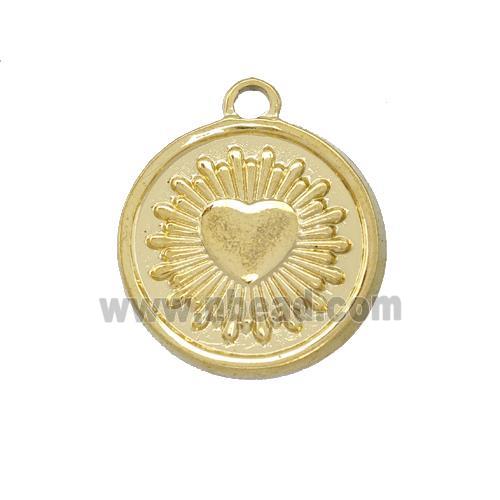 Stainless Steel Heart Pendant Circle Gold Plated