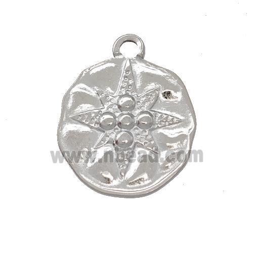 Raw Stainless Steel Circle Pendant Mystic Star