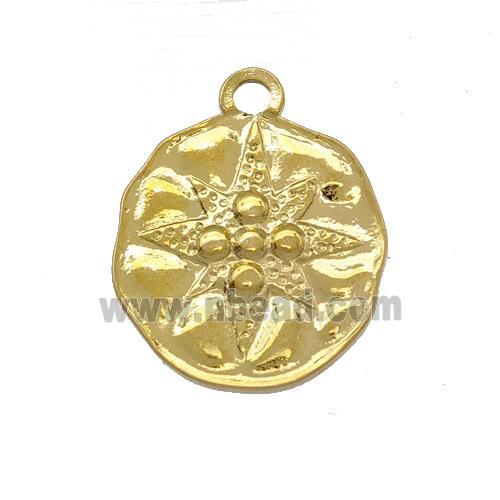 Stainless Steel Circle Pendant Mystic Star Gold Plated