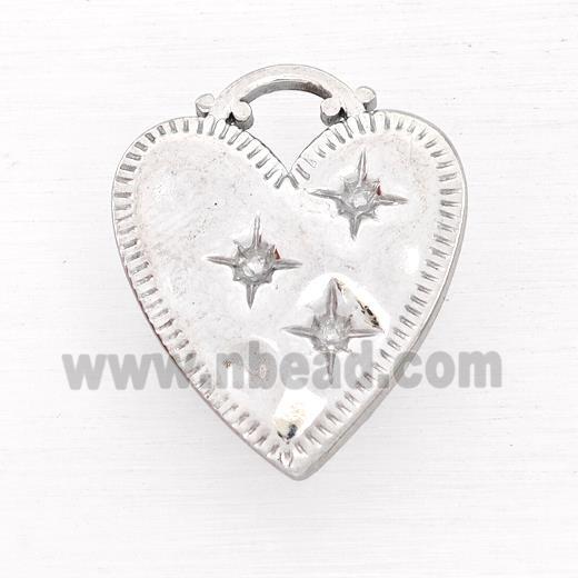 Raw Stainless Steel Heart Pendant Star