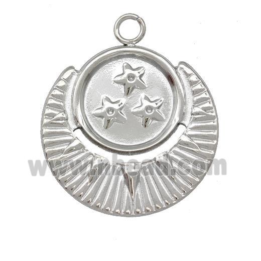 Raw Stainless Steel Moon Star Pendant
