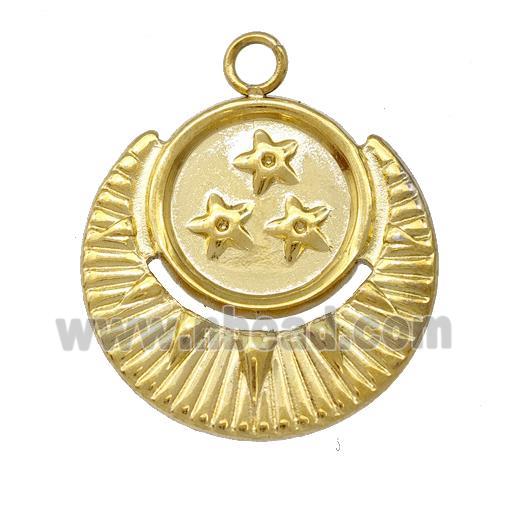 Stainless Steel Moon Star Pendant Gold Plated