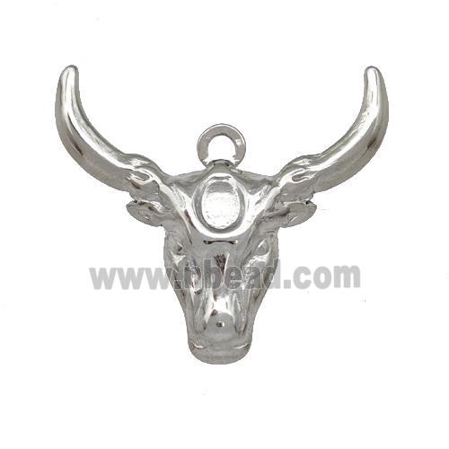 Raw Stainless Steel Bull Head Pendant Cow