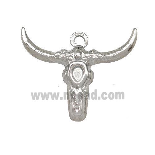 Raw Stainless Steel Bull Head Pendant Cow