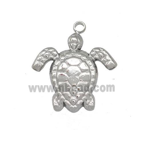 Raw Stainless Steel Tortoise Charms Pendant
