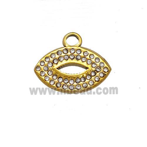Stainless Steel Lips Pendant Pave Rhinestone Gold Plated