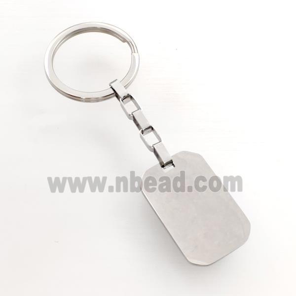 Raw Stainless Steel Key Chain Rectangle Pendant