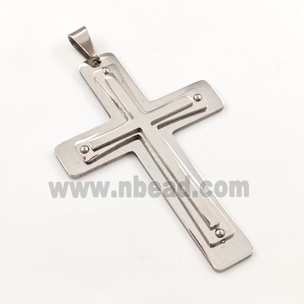 Raw Stainless Steel Cross Pendant