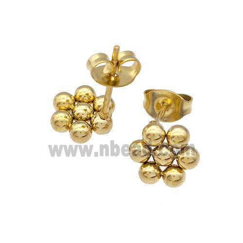 Stainless Steel Flower Stud Earrings Gold Plated