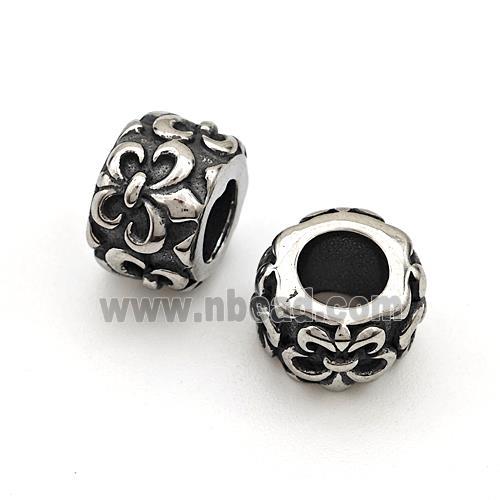 Stainless Steel Rondelle Beads Large Hole Antique Silver