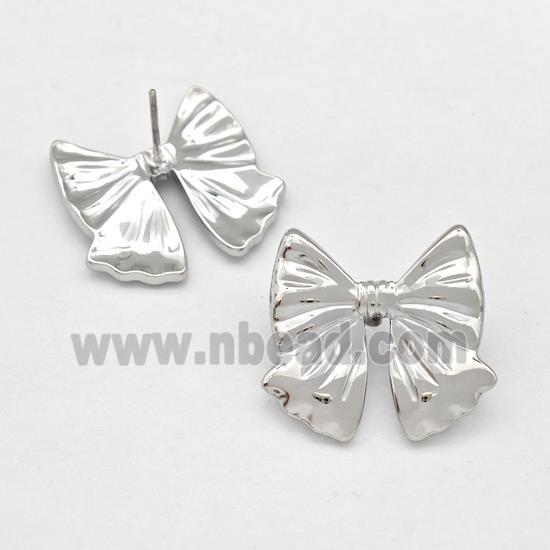 Raw Stainless Steel Bow Stud Earring