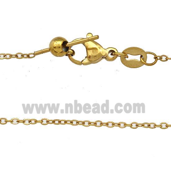 Stainless Steel Necklace Rolo Chain Gold Plated