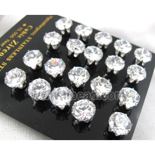 hypoallergenic Stainless Steel earring with clear cubic zirconia