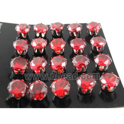 hypoallergenic Stainless steel earring with red cubic zirconia