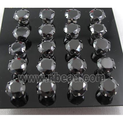 hypoallergenic Stainless steel earring with black cubic zirconia