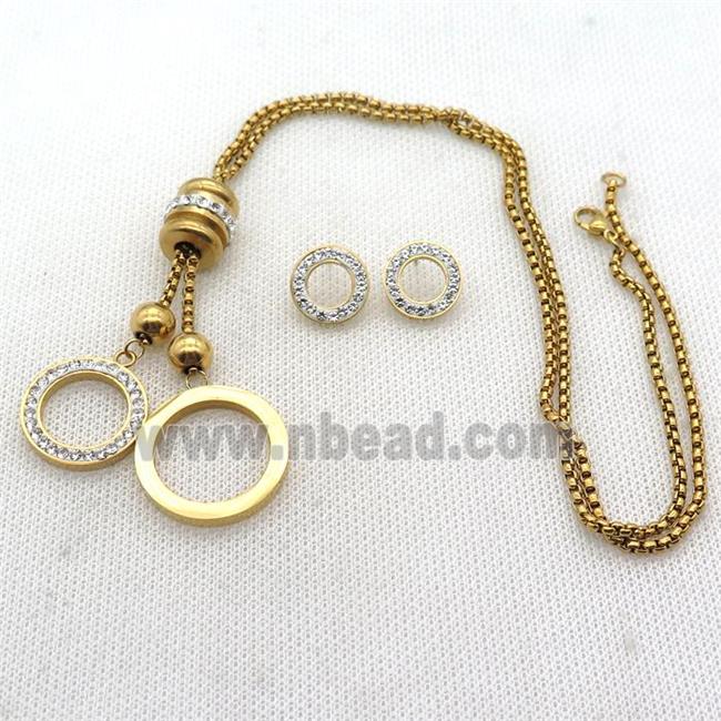 stainless steel necklace and earring, gold plated
