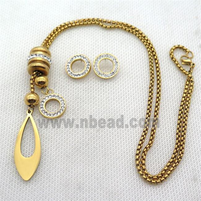 stainless steel necklace and earring, gold plated