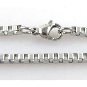 Stainless Steel Necklace, box-chain, platinum plated