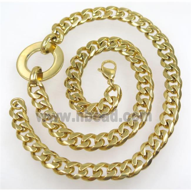 stainless steel necklace, gold plated